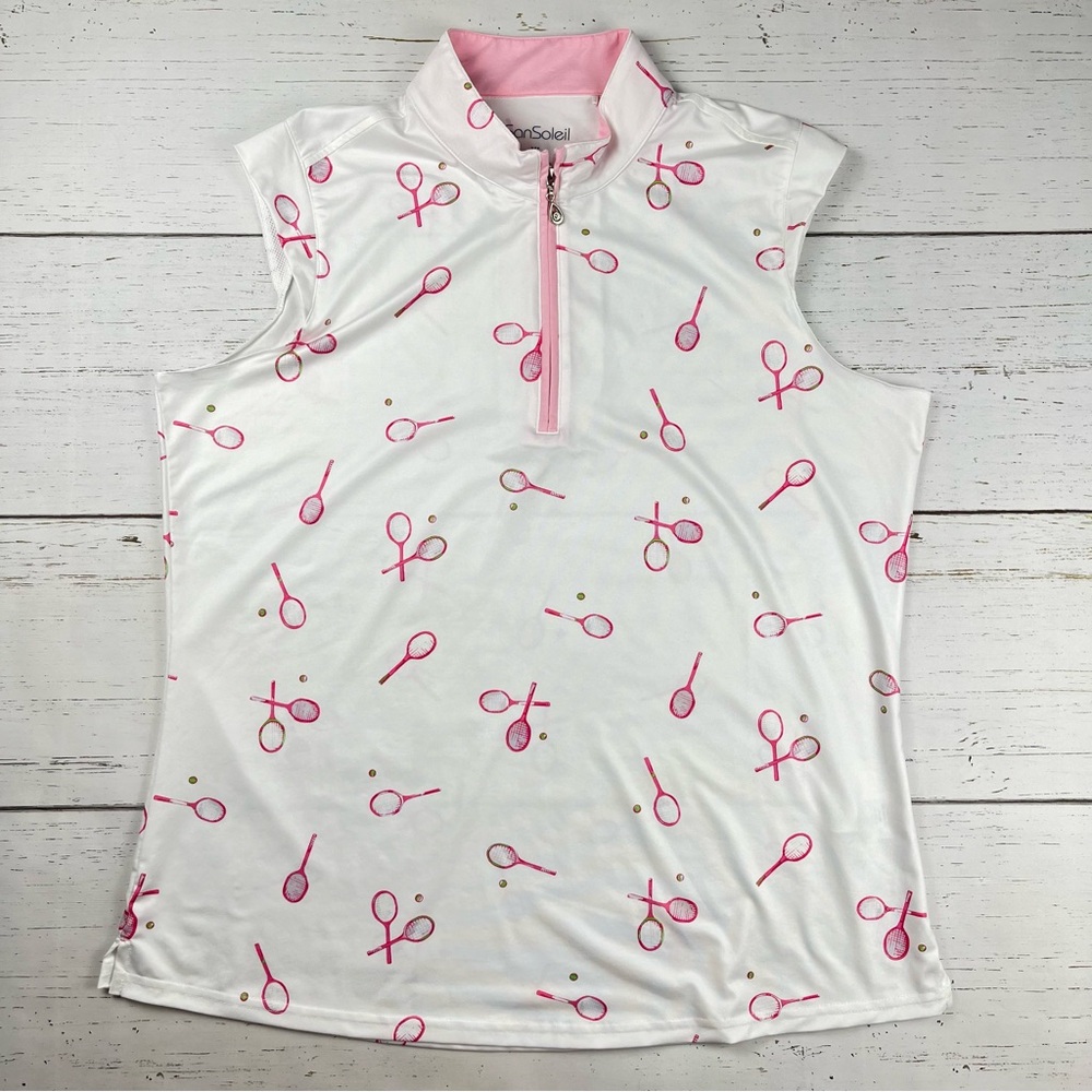 SanSoleil SolCool Tennis Raquet Sleeveless Top XL